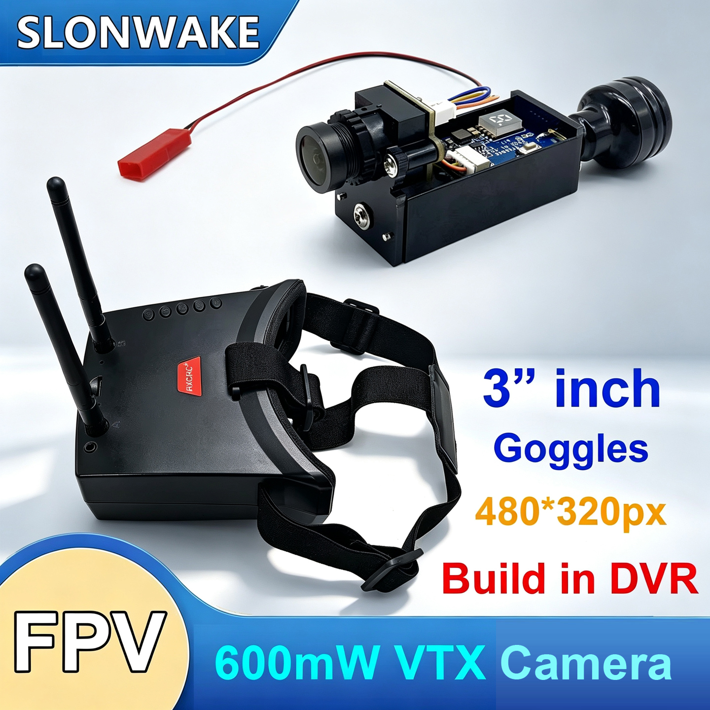 Fpv Drone Goggles - แว่นตา FPV 5.8G 56CH แบบเสาอากาศคู่ พร้อมโมดูล